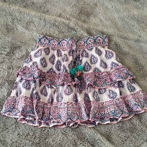“Millie Skirt” Chic Paisley Mini Skirt in Pink and Blue